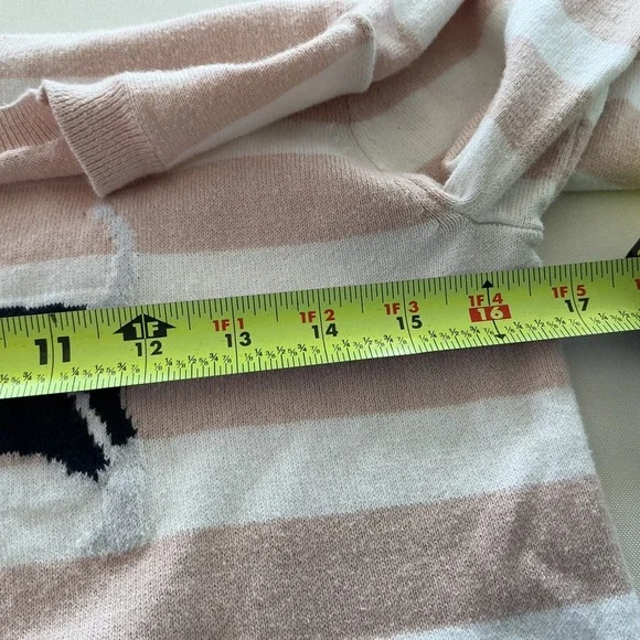 J Crew Women Striped Dog Graphic Sweater Pink White Long Sleeve Crew Neck Size S - Picture 4 of 10